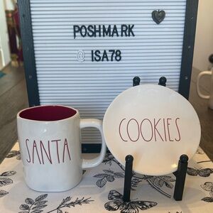 RAE DUNN White and Red Santa Mug and Cookies Plate